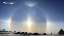 A parhelion and false sun appear in the skies over Hailar, China