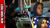 Somali Protestors Hold up Posters of Rep. Ilhan Omar During Mogadishu Demonstration Against President Trump