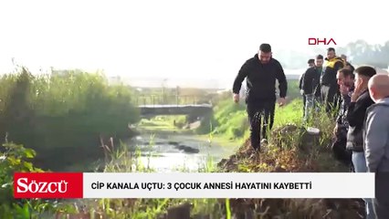 Kanala uçan cipte ölen eşinin cenazesinin çıkarılmasını gözyaşlarıyla izledi