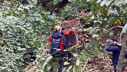 Kestiği ağacın çarptığı vatandaş uçuruma yuvarlandı