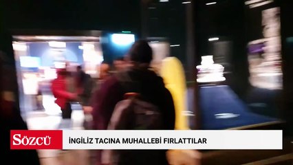 İngiliz tacına muhallebi fırlattılar