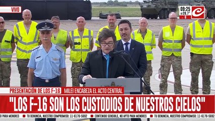 Javier Milei en Córdoba: "Los F-16 son los custodios de nuestros cielos"