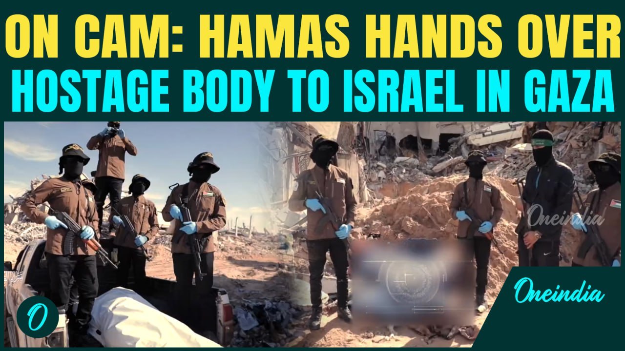 VIDEO: Al-Qassam Fighters Hand Over Body of Israeli held Hostage by Hamas as Gaza Ceasefire Holds