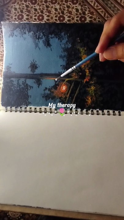 Street lamps acrylics painting