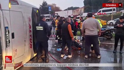 Maltepe D 100’de servis minibüsü devrildi