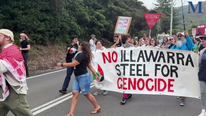 Protesters shut down Sea Cliff Bridge for a Wollongong Friends of Palestine rally