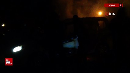 Konya'da park halindeki aracı ateşe vermesi sonucu çıkan yangın söndürüldü