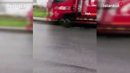 Sarıyer Kilyos yolu yağış nedeniyle göle döndü