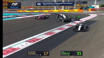 F2 2025 Abu Dhabi Feature Race Dunne Shields Hard Crash Collision