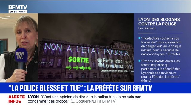 La préfète du Rhône dénonce une action d'extrême gauche et annonce saisir la justice après la projection de messages anti police à Lyon