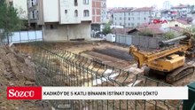 Kadıköy’de 5 katlı binanın istinat duvarı çöktü