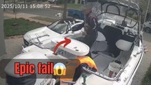 Man learns that even simple tasks can go wrong after tripping while exiting his boat