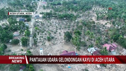 Penampakan Udara Kayu Gelondongan Penuhi Permukiman di Aceh Utara,  Miliki Tanda Khusus!