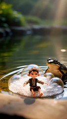 Lilliput taking bath in pond | But Frog ? @HariPut#shorts #lilliput #animation