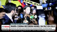 María Corina Machado, opositora de Maduro, receberá o Nobel da Paz