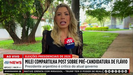 Javier Milei compartilha post sobre pré-candidatura de Flávio Bolsonaro