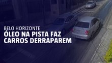 Óleo na pista faz carros derraparem em rua do Sion