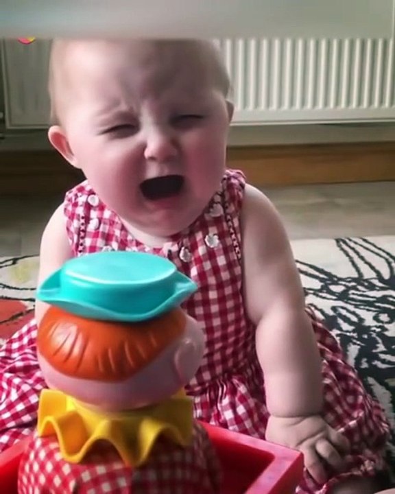 Funny laughing baby scared by gift toy baby laughing #shorts#funny#shorts