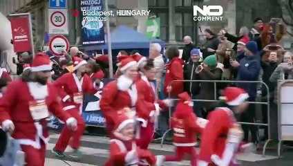 Budapeşte sokakları Santa Run için koşucularla doldu