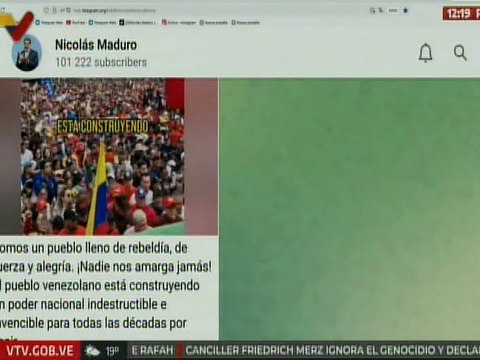 Presidente Nicolás Maduro: Somos un pueblo lleno de rebeldía, de fuerza y alegría