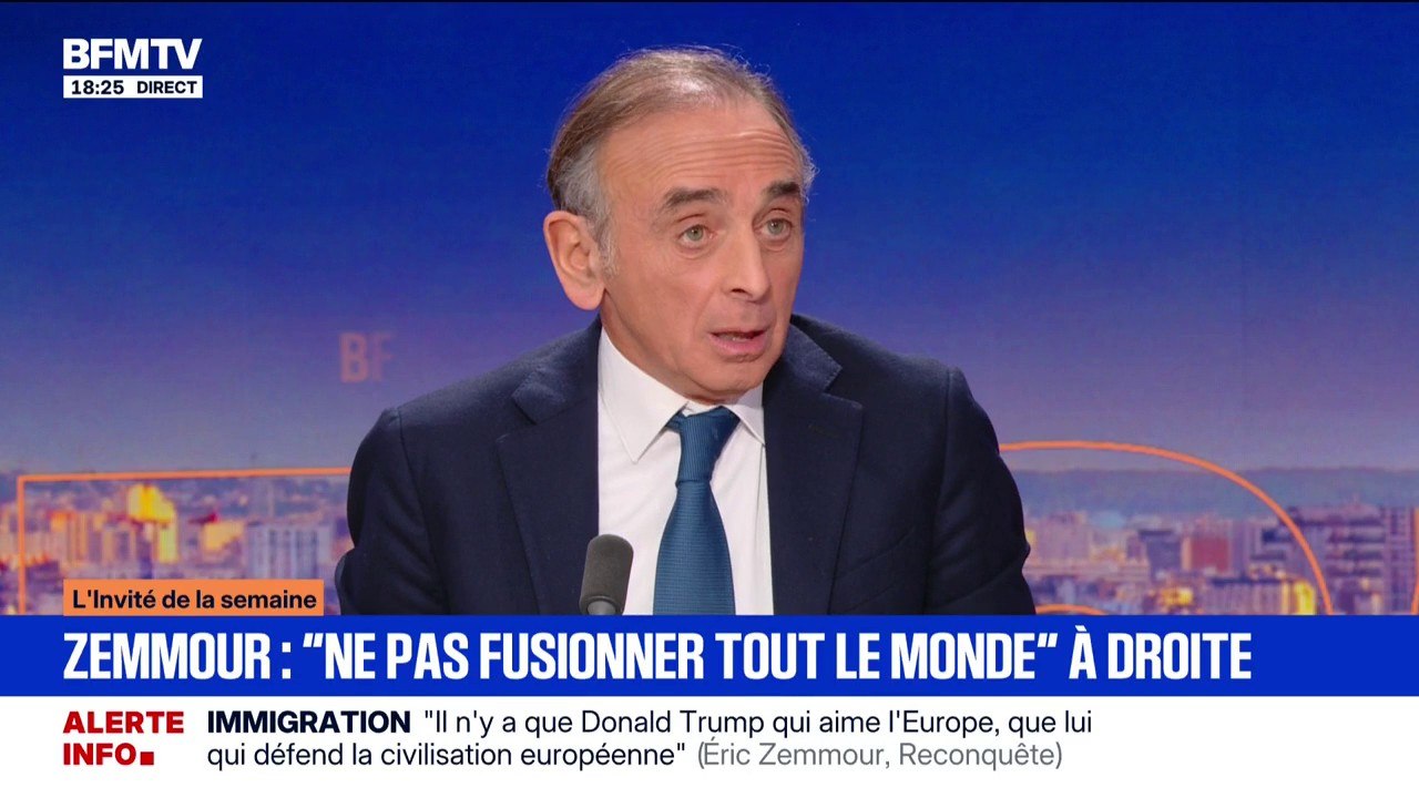 Éric Zemmour, président du parti Reconquête!, déclare être "d'accord pour une primaire des droites sans le RN"