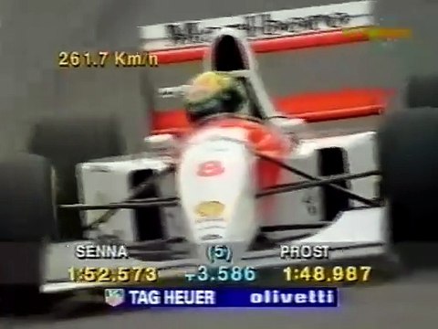 F1 – Ayrton Senna (McLaren Ford V8) laps in qualifying – Belgium 1993