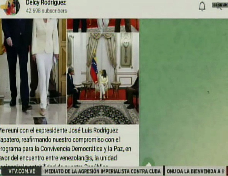 Presidenta (E) Delcy Rodríguez se reunió con el expresidente José Luis Rodríguez Zapatero