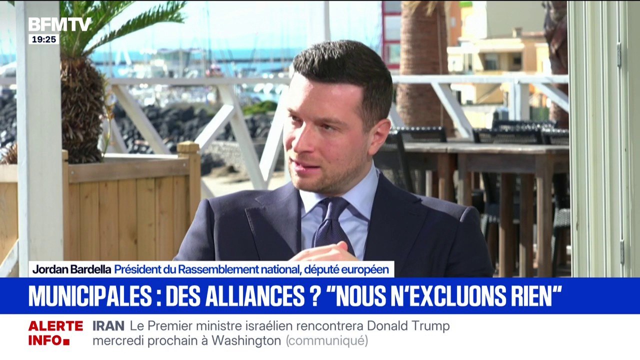 "Nous n'excluons rien", affirme Jordan Bardella à propos d'alliances entre le RN et d'autres partis aux élections municipales