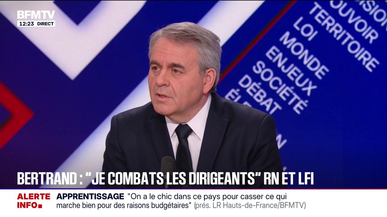 "Certainement pas", déclare Xavier Bertrand (LR) à propos d'alliance entre LR et le RN qu'il accuse de "profiter du désarroi"