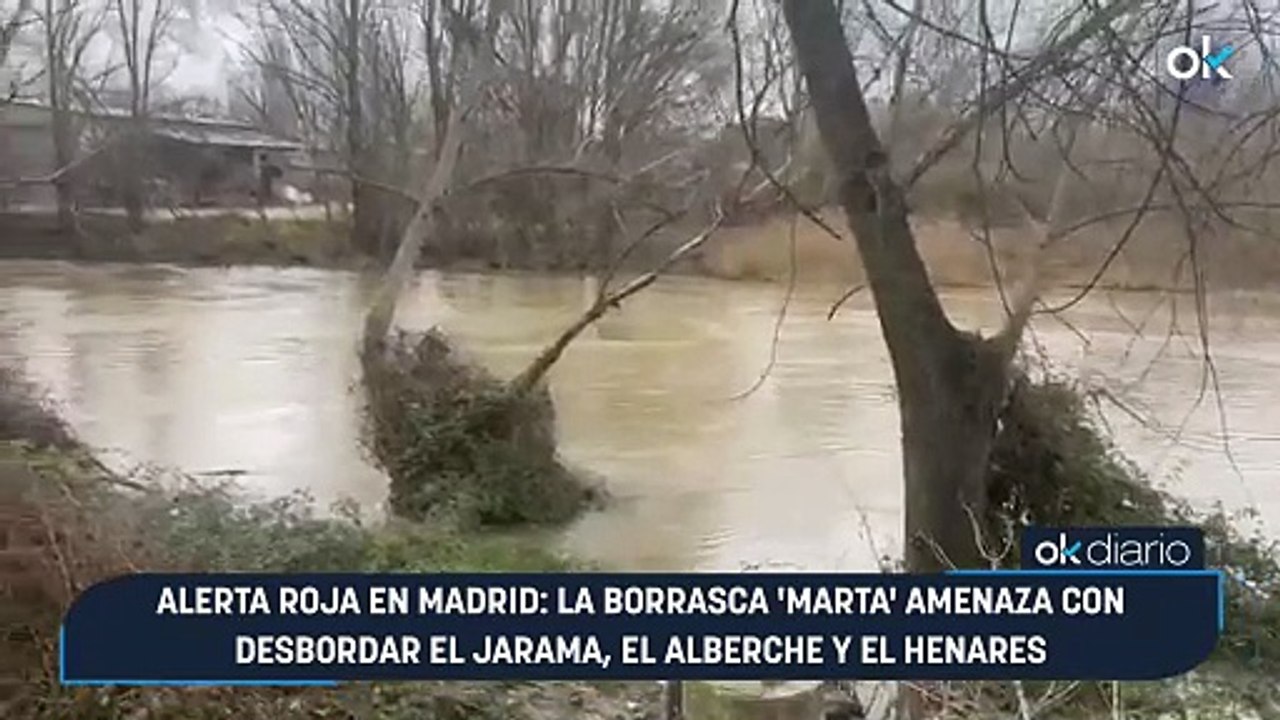 Alerta roja en Madrid: la borrasca 'Marta' amenaza con desbordar el Jarama, el Alberche y el Henares