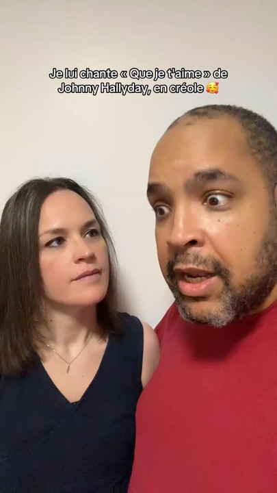 Je lui chante « Que je t'aime » de Johnny Hallyday, en créole 🥰 #couple #Couplegoals #humour
