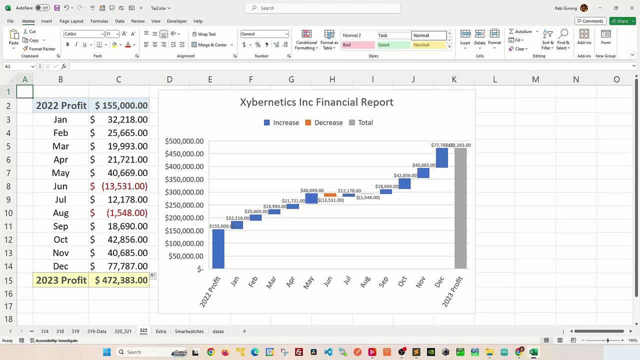 Waterfall Chart in Excel - Excel Tips and Tricks