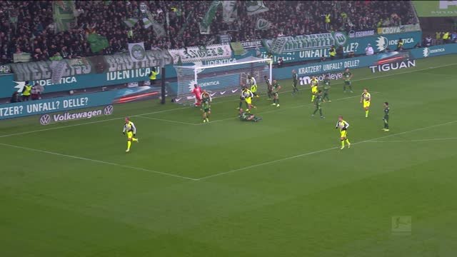 Brandt header opens scoring for Dortmund against Wolfsburg