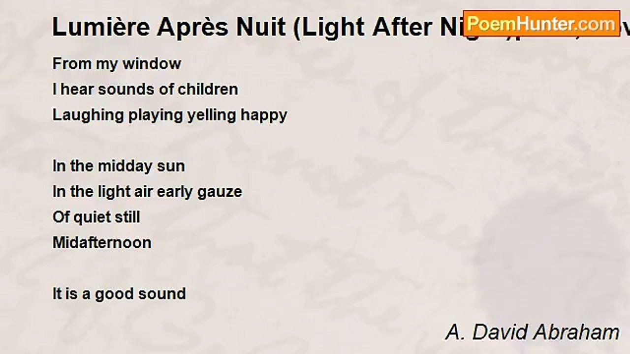 A. David Abraham - Lumière Après Nuit (Light After Night)paris, November 2015