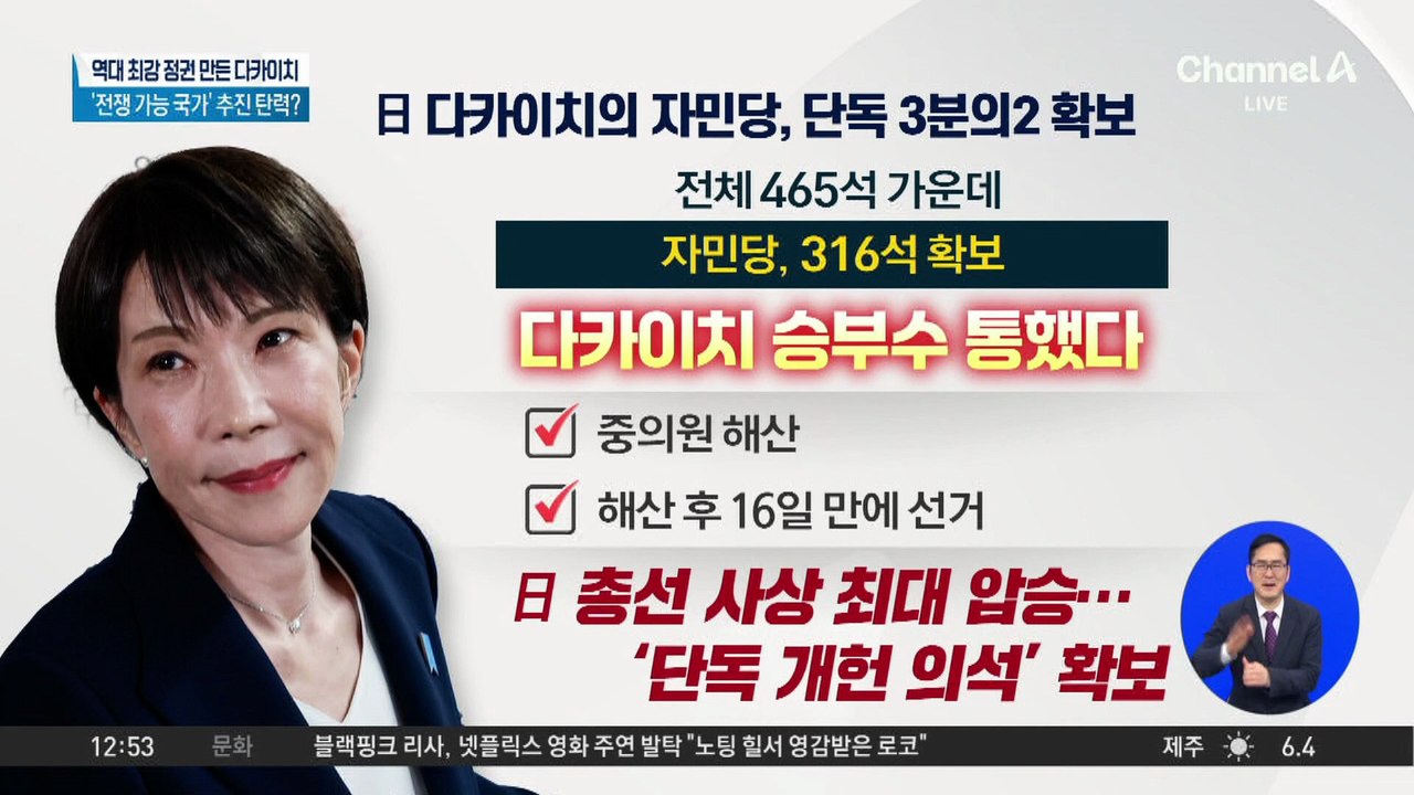 日 자민당, 총선 사상 최대 압승…‘단독 개헌 의석’ 확보