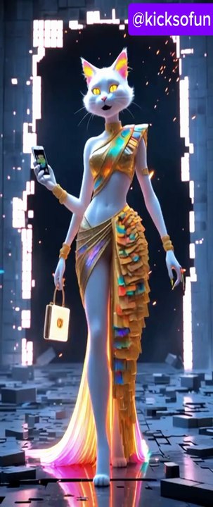 Futuristic AI Cat Queen Runway Showcase #CatFashion #AIFashion #CyberpunkStyle
