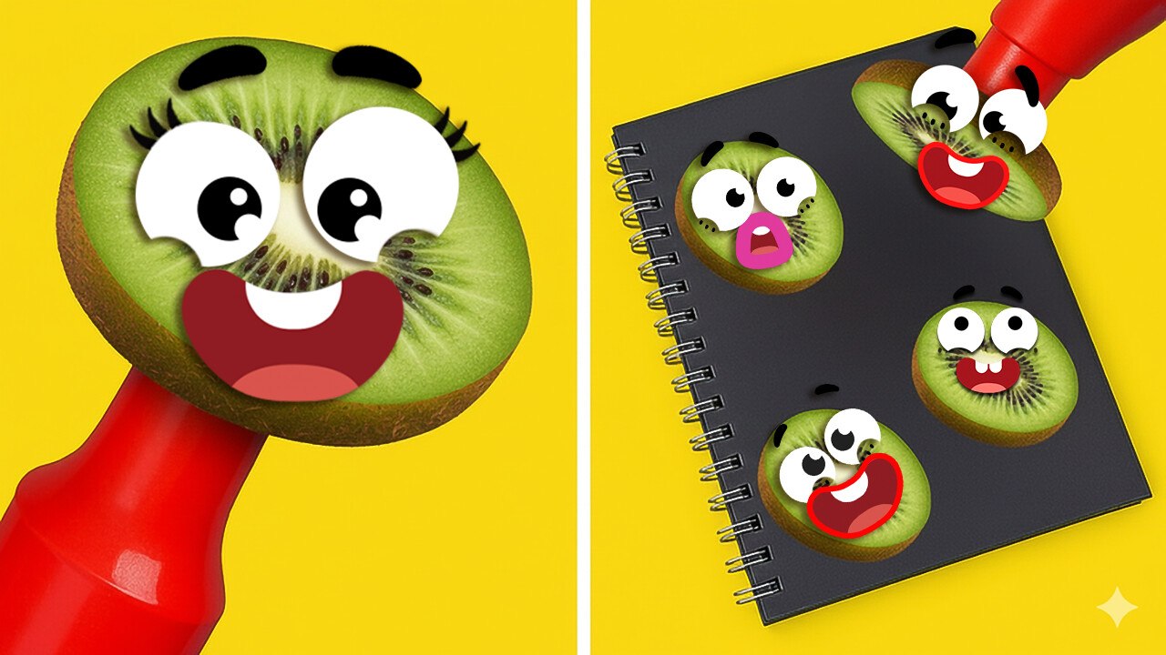 🍎 Fruity Doodles with Big Dreams: When Snacks Want a Different Life