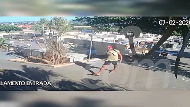 Polícia Civil divulga imagens de suspeito após furto de placas em túmulos no Cemitério São Lucas, em Ibiporã