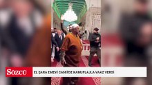 El Şara Emevi Camii'de kamuflajla vaaz verdi