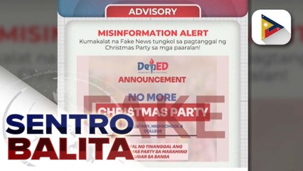 DepEd, nagbabala sa publiko vs. 'fake news' ng umano’y pagtatanggal ng Christmas party sa mga paaralan
