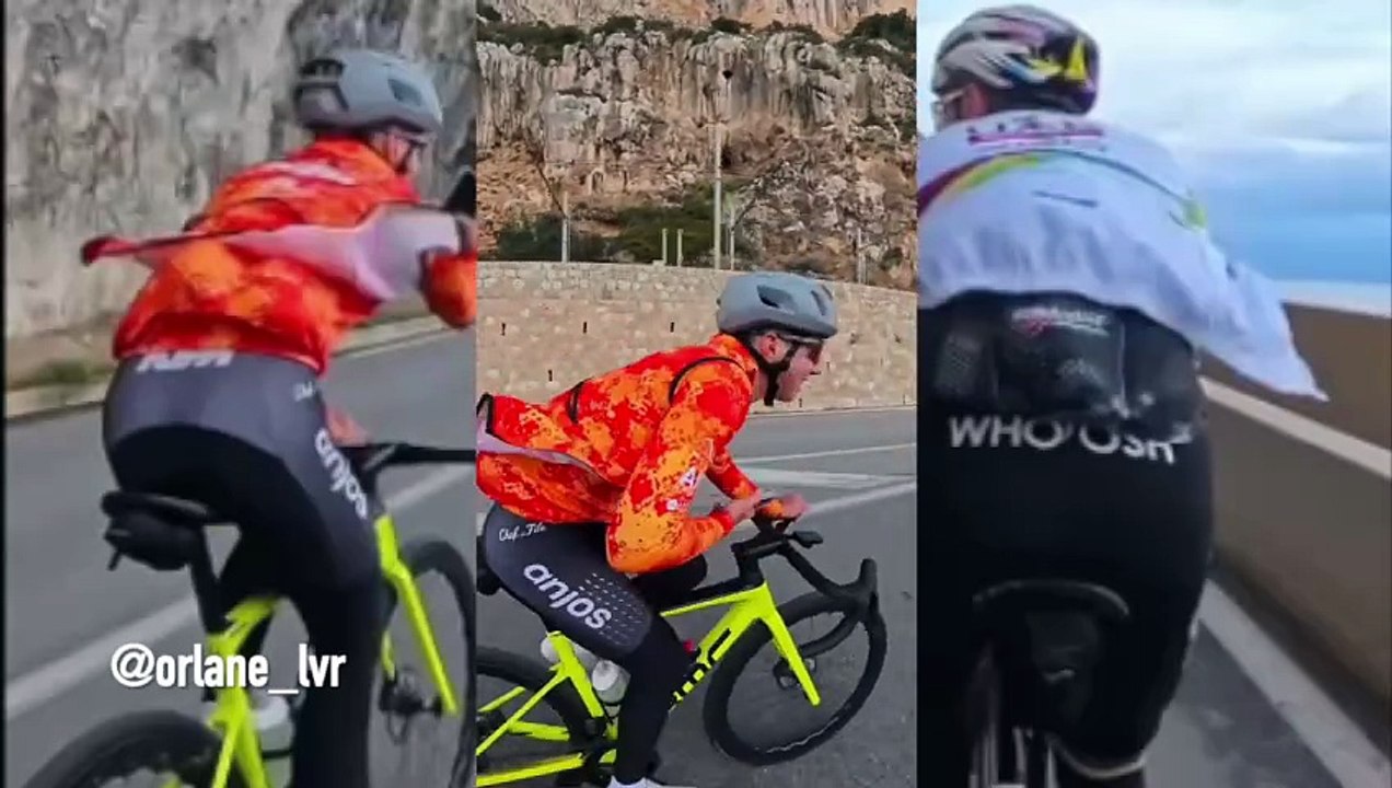 Cyclisme - POV 2025 - Quand tu croises Tadej Pogacar entre Nice et Monaco et que tu galères pour le rattraper, juste pour faire une photo..."