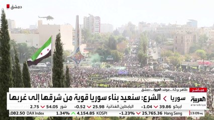 موفد العربية طاهر بركة يرصد جانبا من العرض العسكري المقام في ساحة الأمويين بدمشق