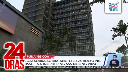 COA - Sobra-sobra ang 143,424 rolyo ng tissue na inorder ng SSS noong 2024 | 24 Oras