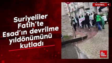 Suriyeliler Fatih’te Esad’ın devrilme yıldönümünü kutladı