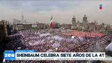 Claudia Sheinbaum celebra siete años de la 4T en el Zócalo de la CDMX