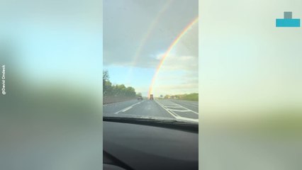 Driver Captures Stunning Double Rainbow