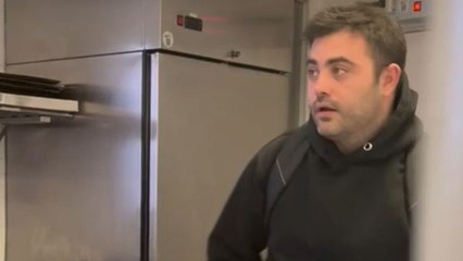 Man gets startled by a coworker dressed as a ghost and screams in fear