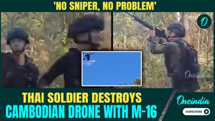 Thailand-Cambodia War Video: Thai Soldier SHOOTS DOWN Cambodian Drone With M-16 Simple Gun