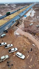 سيول جنوب تيماء في مشاهد جوية خلابة عقب أمطار اليوم