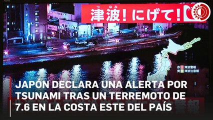 Japón declara una alerta por tsunami tras un terremoto de 7.6 en la costa este del país